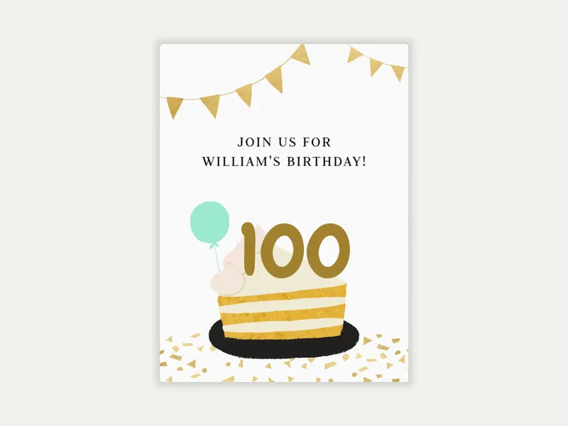 Milestone Piece of Cake - 100th_birthday - Invitation