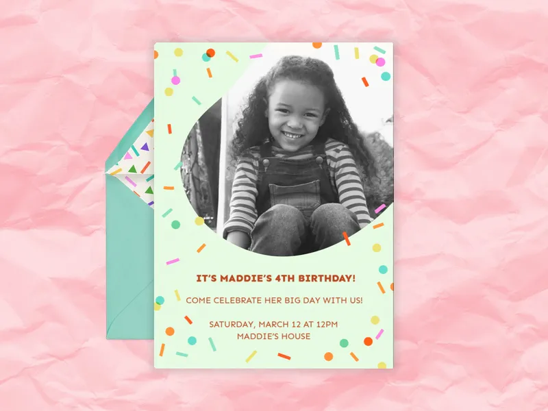 Mint Sprinkles Party (Photo) - 4th_birthday - Invitation