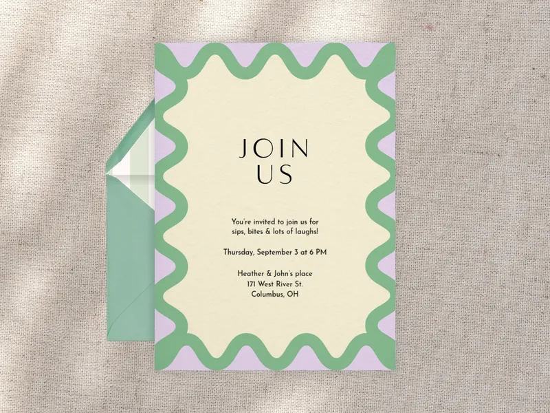 Modern Ric-Rac Border - cocktail_party - Invitation