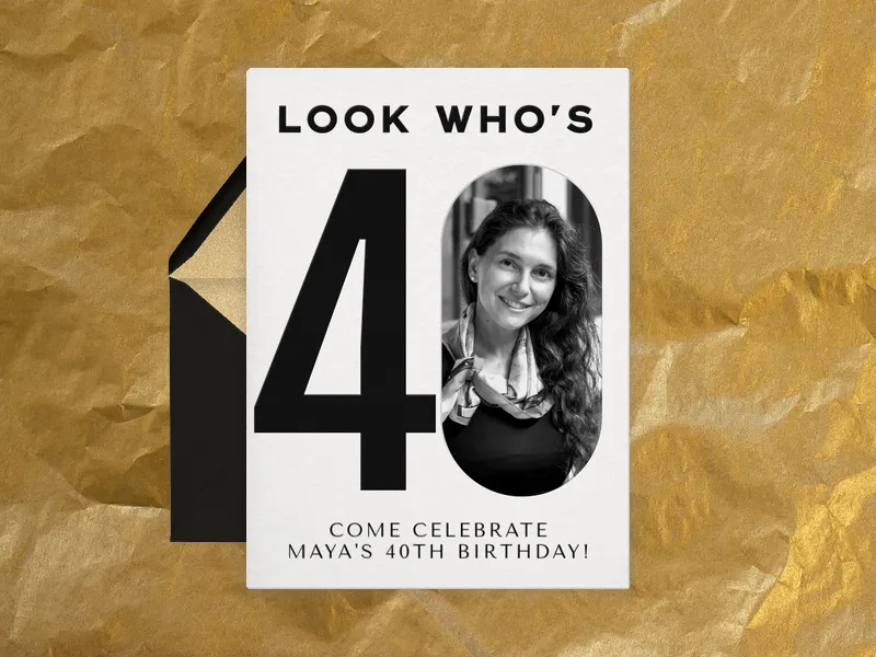 Modern Black & White (Photo) - 40th_birthday - Invitation