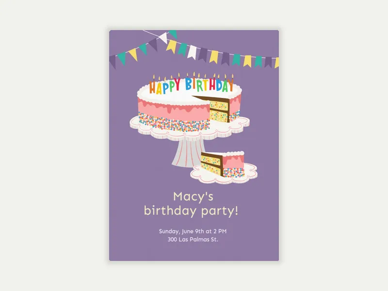 Purple Birthday Cake Sprinkles - virtual_events - Invitation