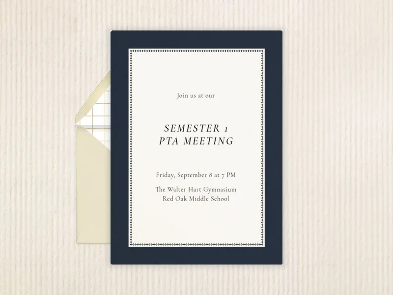 Navy Diamond Border - meetings - Invitation