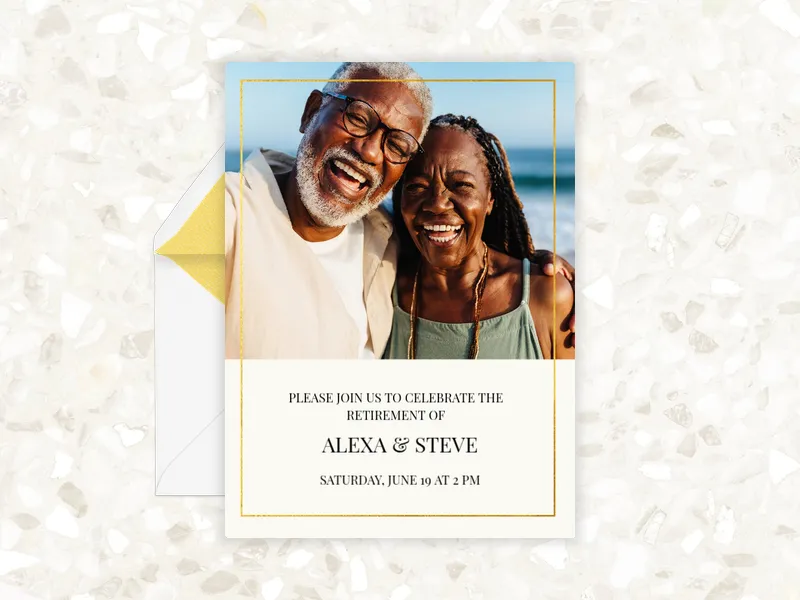 Minimal Gold Border (Photo) Invitation premium template design