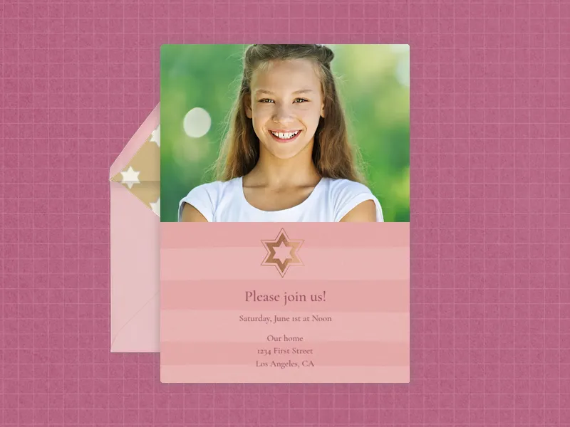 Mitzvah Star of David (Photo) Invitation premium template design