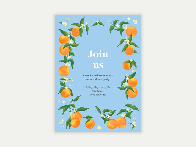 Oranges & Blossoms Gathering - family_gathering - Invitation