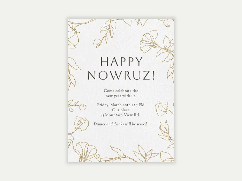 Nowruz Gold Florals - nowruz - Invitation