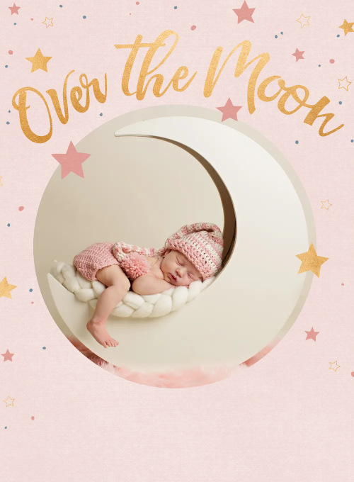 Over the Moon - birth_announcements - Card