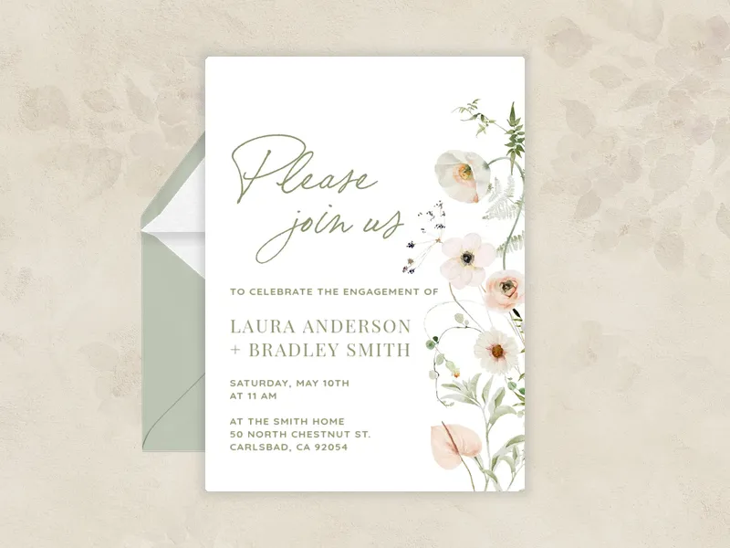 Pressed Petals - engagement - Invitation