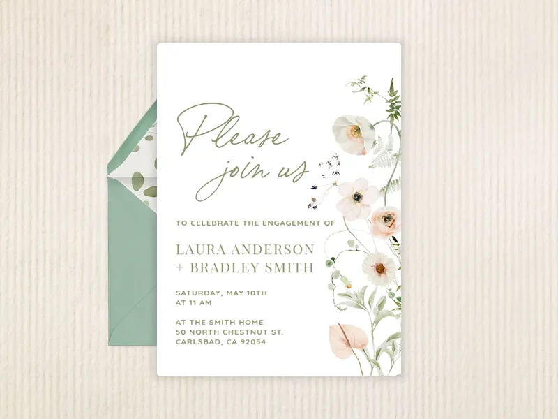 Pale Pink Petals - engagement - Invitation
