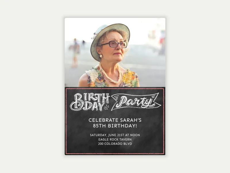 Party in Style Chalkboard (Photo) - 85th_birthday - Invitation