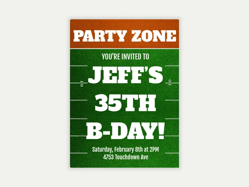 Party Zone - football - Invitation
