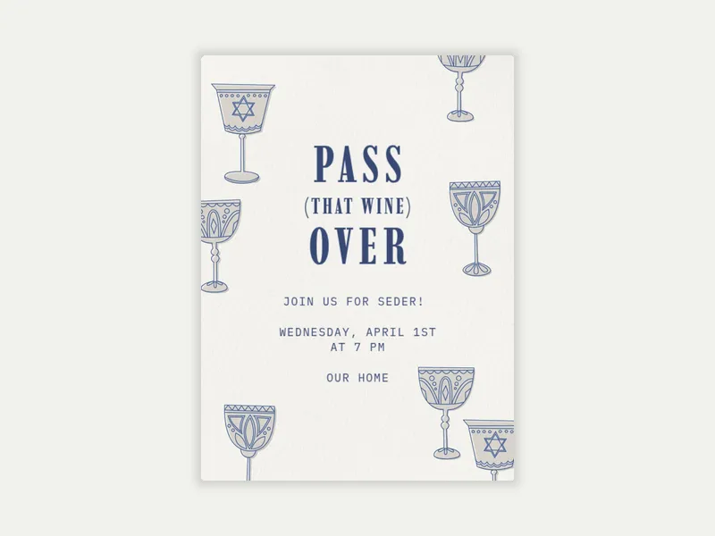 Pass That Wine Over - passover - Invitation