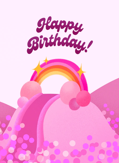 Pink Rainbow Ball Pit Birthday Card - birthday_cards - Card