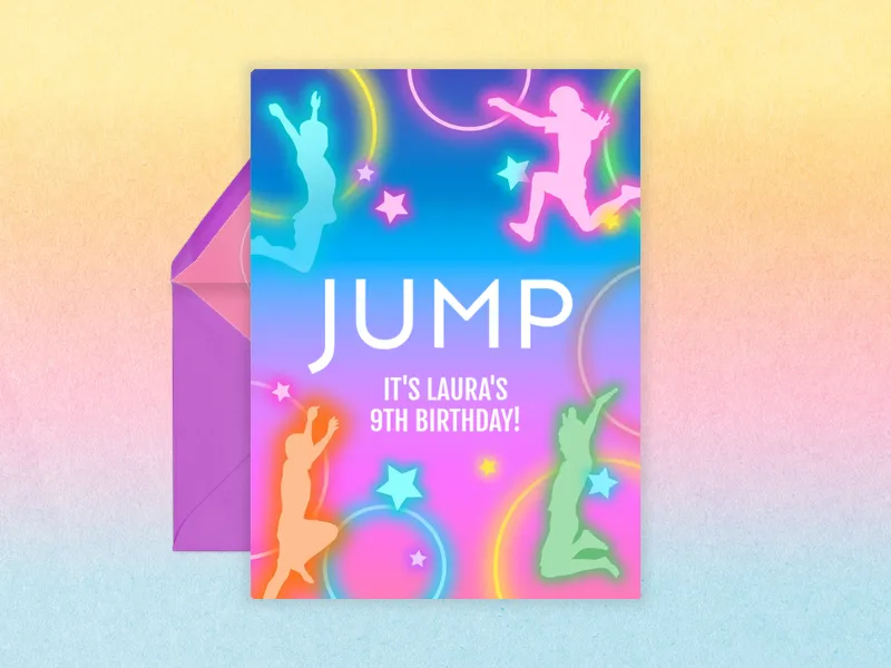 Pink and Blue Neon Jump - kids_activities - Invitation