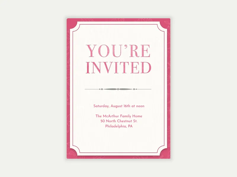 Pink Floral Print - greek_life - Invitation