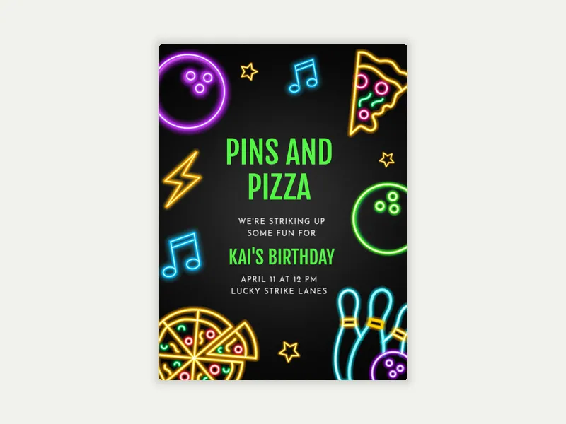 Pins & Pizza - 8th_birthday - Invitation