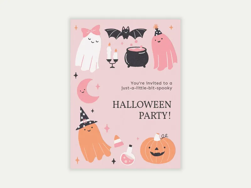 Pink Just a Little Bit Spooky - halloween - Invitation