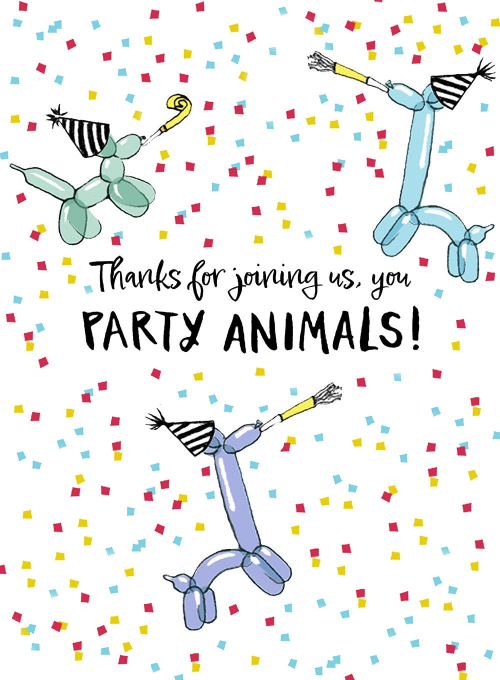 Party Animal Balloons Thank You - thankyou_cards - Card