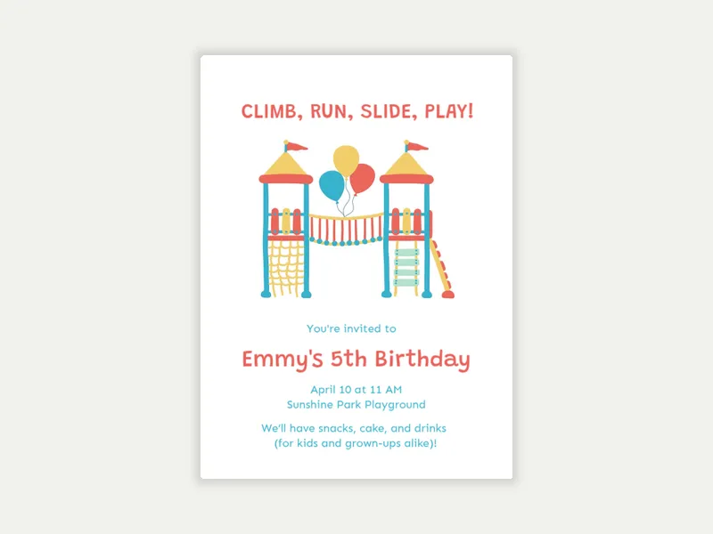 Playground Palooza - 5th_birthday - Invitation