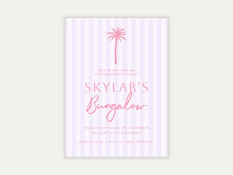 Palm Bungalow - 13th_birthday - Invitation