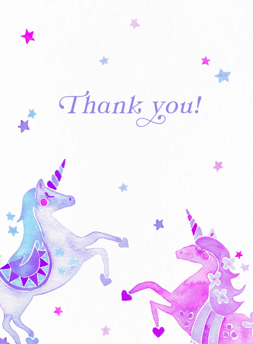 Pink & Purple Unicorn Thank You - featured - Card