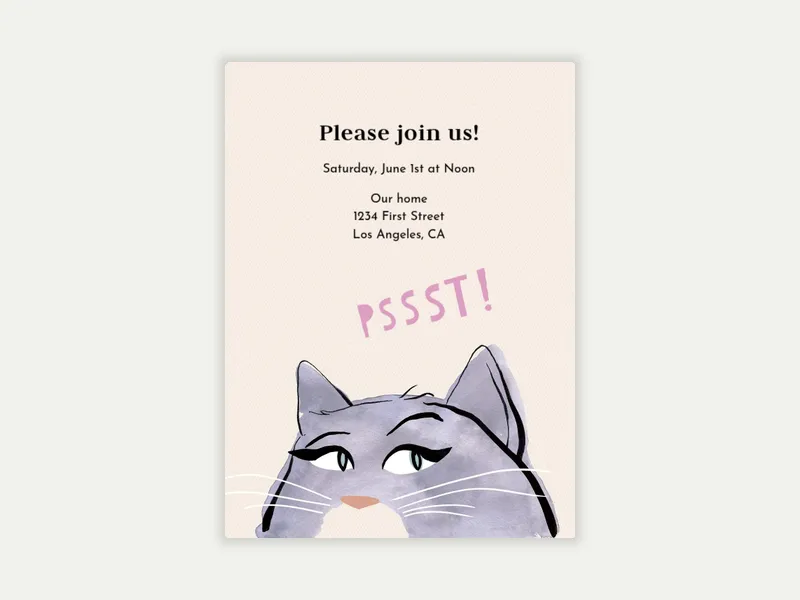 Pssst Cat - featured - Invitation