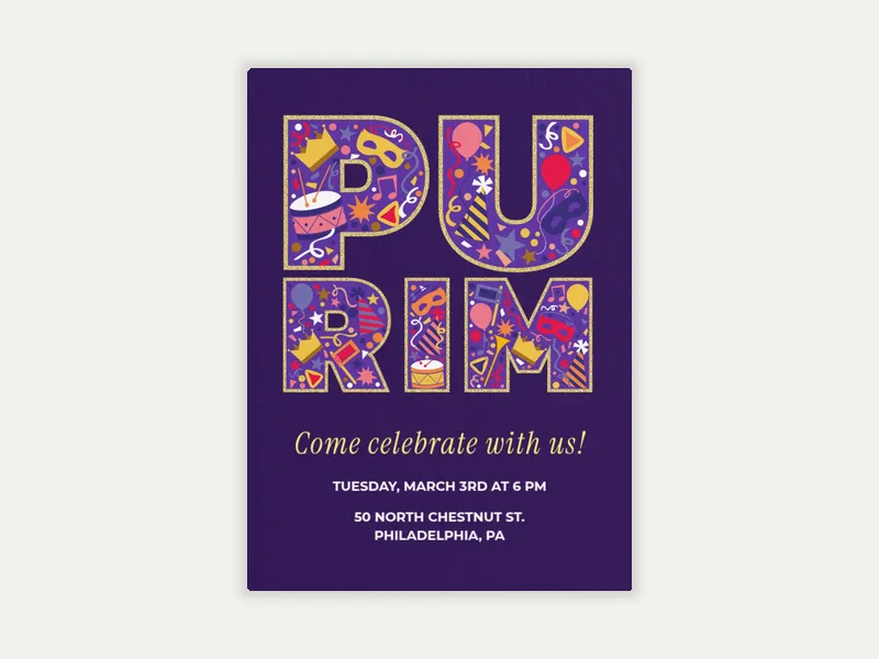 Purim Icons - purim - Invitation