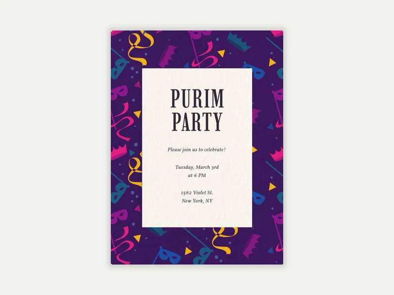 Purim Confetti - purim - Invitation
