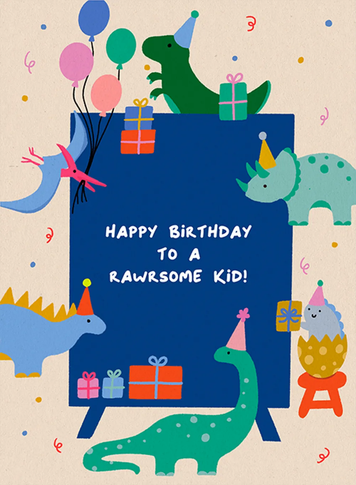 Rawrsome Dino Party - birthday_cards - Card