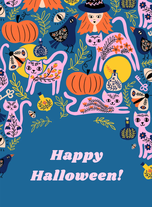 Purrfectly Bewitching - halloween_cards - Card