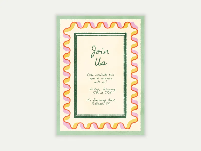 Block Print Squiggle Border - get_togethers - Invitation
