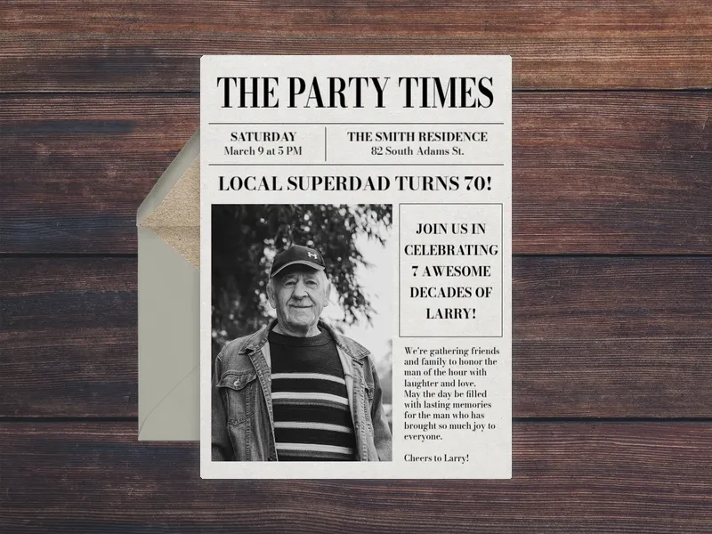 Read All About It Birthday (Photo) - 70th_birthday - Invitation