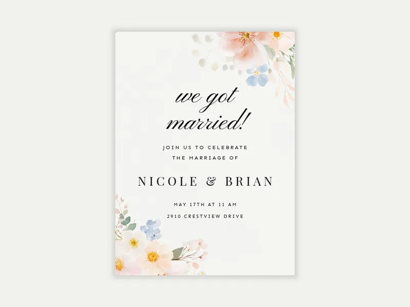 Blossom Corner - elopement_party - Invitation
