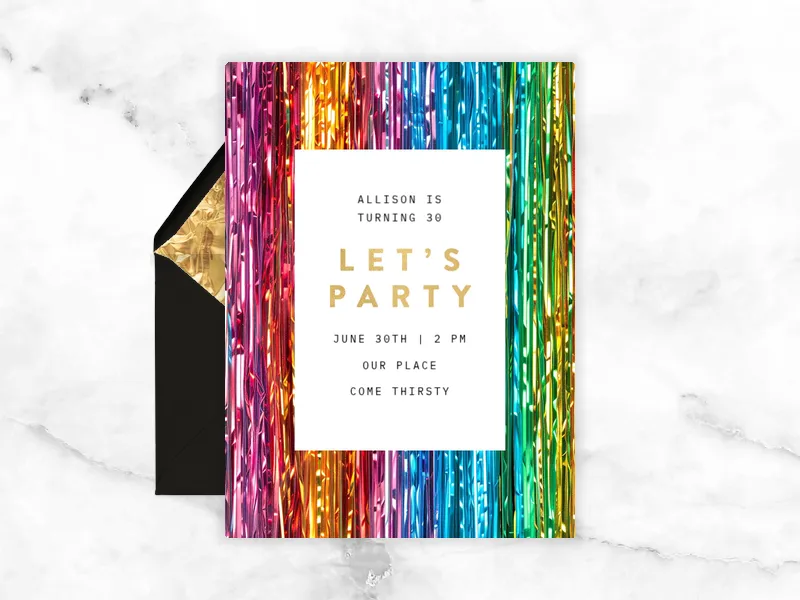 Rainbow Streamers - birthday_foradults - Invitation