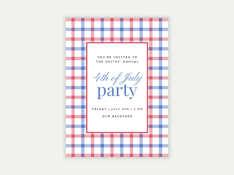 Red, White & Gingham - july_fourth - Invitation