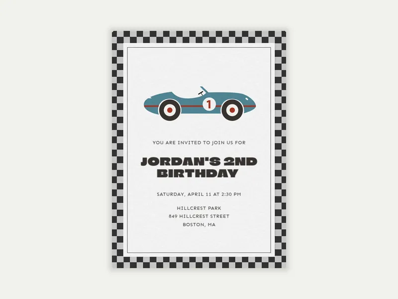 Retro Racecar 2nd Birthday - 2nd_birthday - Invitation