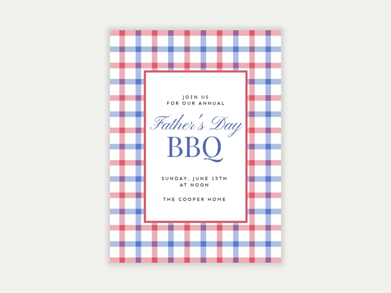 Red, White & Gingham Father's Day - fathers_day - Invitation
