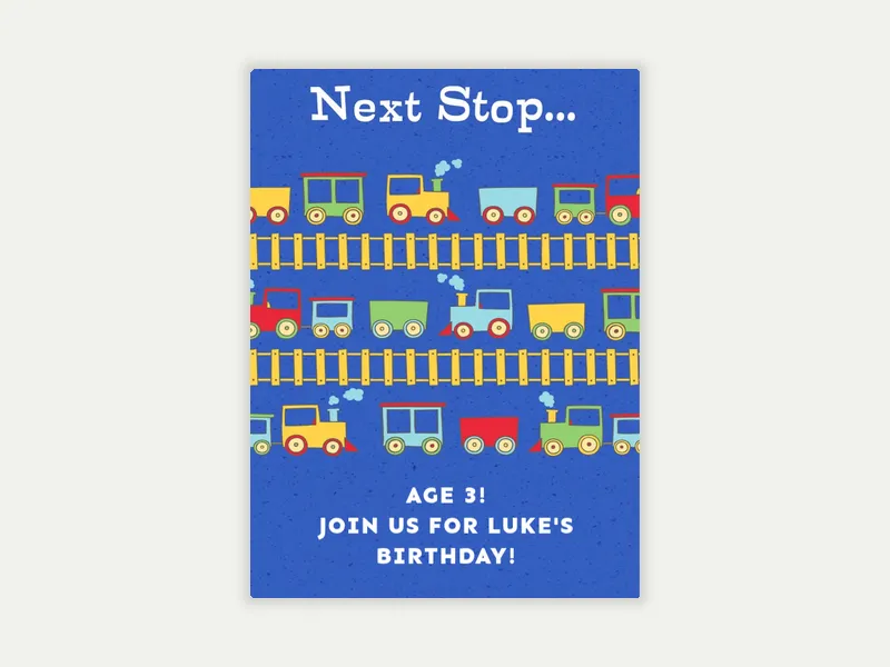 Railroad Birthday - 3rd_birthday - Invitation