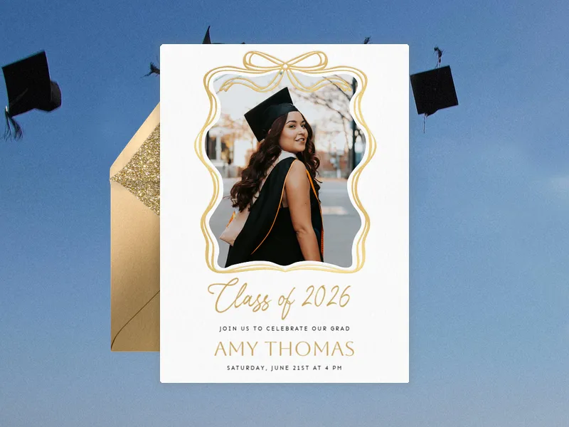Ribbon Frame (Photo) - graduation - Invitation