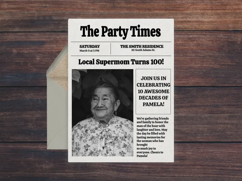 Read All About It Birthday (Photo) - 100th_birthday - Invitation