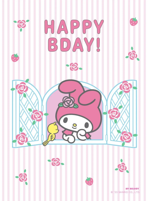 Sanrio My Melody: Roses & Strawberries - birthday_adults_cards - Card