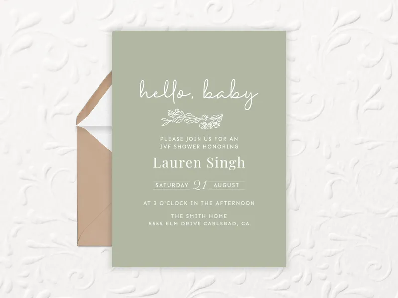 Sage Floral Hello Baby - parenthood_journey - Invitation