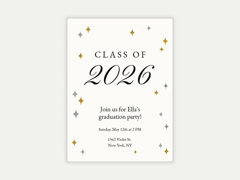 Retro Gold Stars - graduation - Invitation