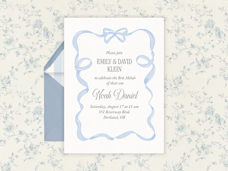 Satin Bow Showers - baby_naming_bris - Invitation
