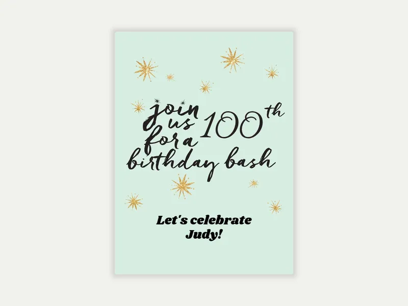 Script Birthday Bash 100th Birthday - 100th_birthday - Invitation