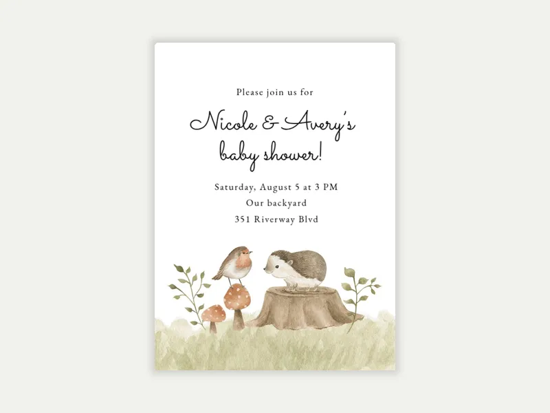 Robin & Hedgehog - baby_shower - Invitation