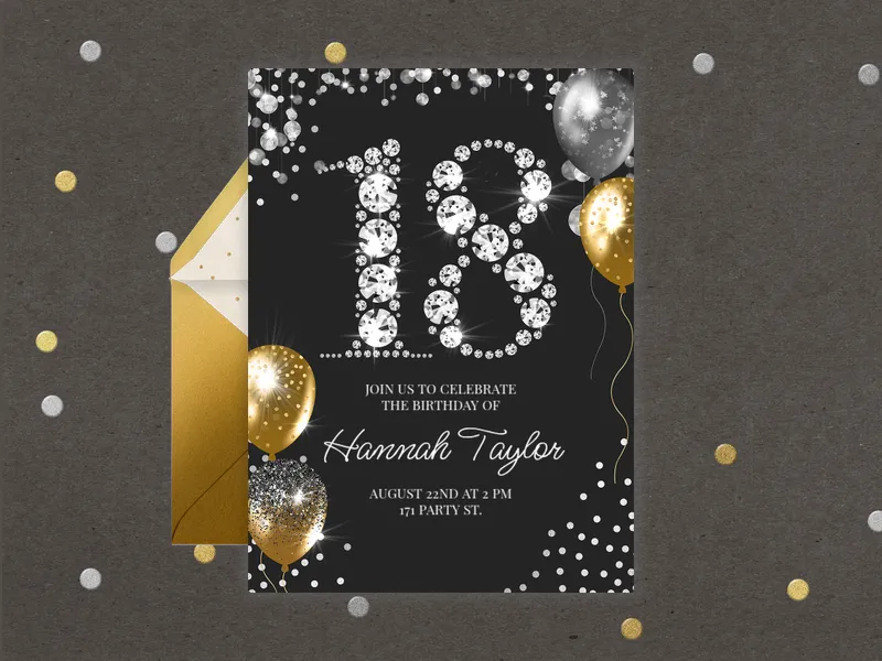 Rhinestone Shimmer - 18th_birthday - Invitation