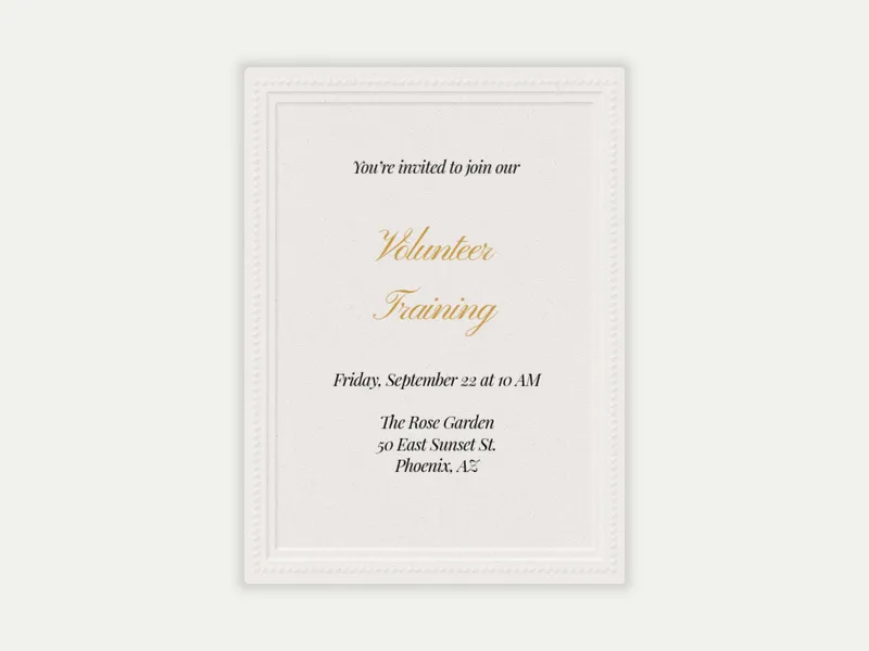 Simple & Classic Embossed - volunteering - Invitation