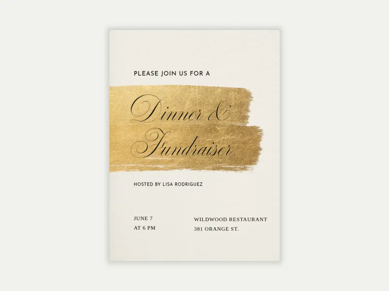 Simple Gold Brushstroke - charity_fundraisers - Invitation