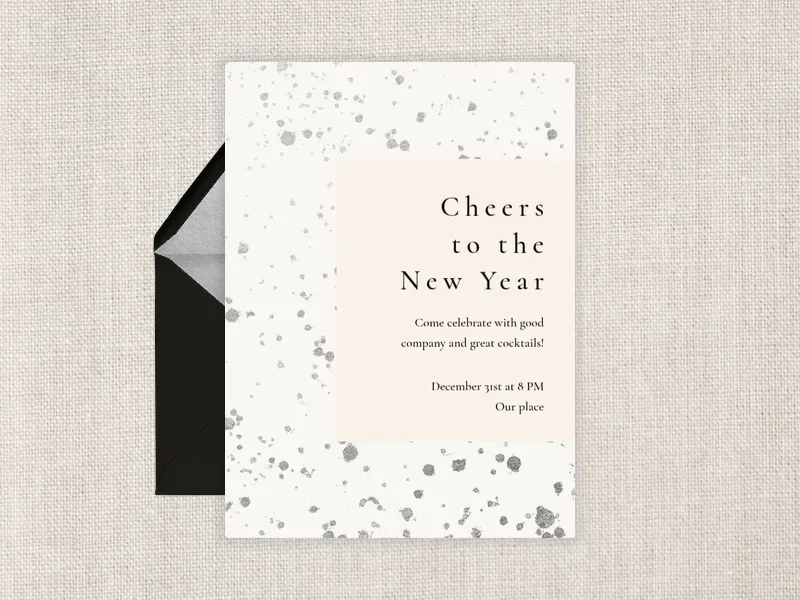 Metallic Paint Splatter - new_years - Invitation